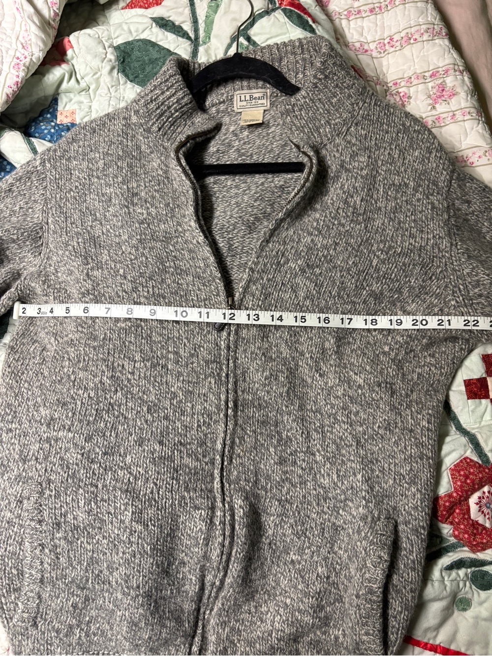 Vintage L.L. Bean 100% Lambswool Sweater Soft Grey Marled Sz L / Tall - Picture 10 of 10